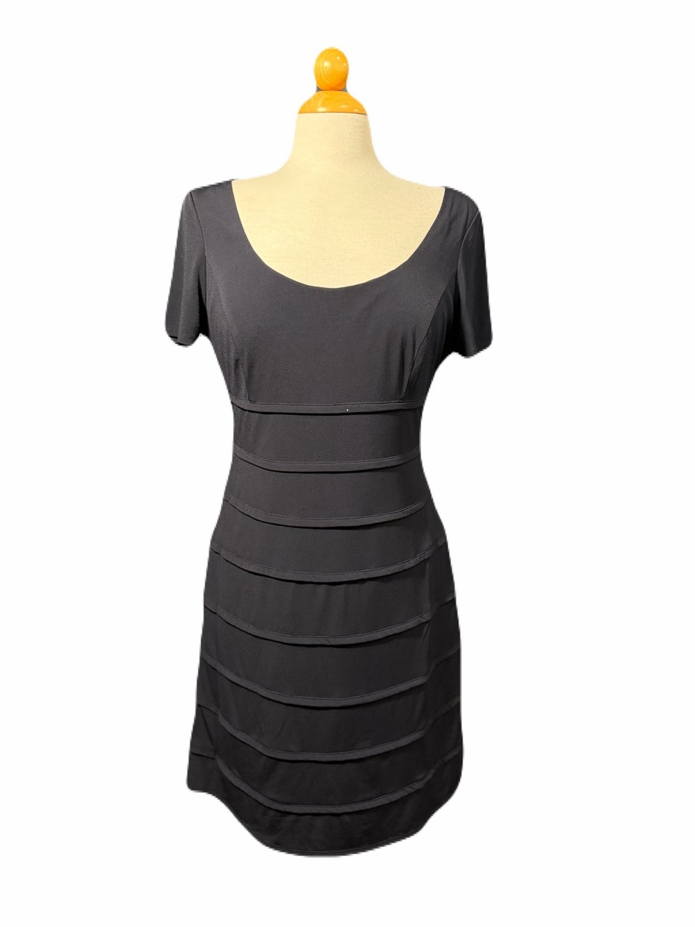 Oleg Cassini Navy Scoop Neck Tiered Midi Dress